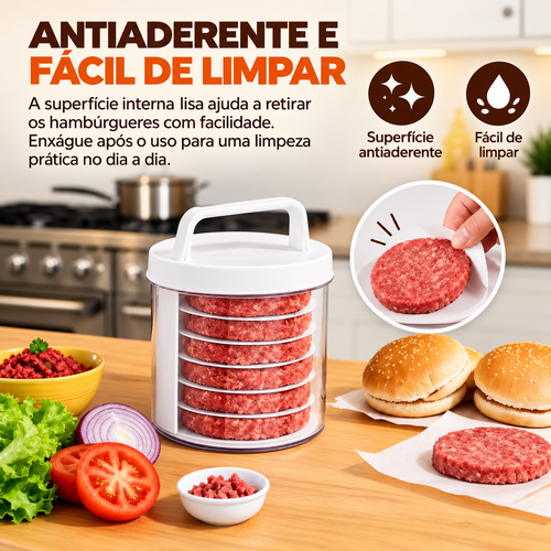 Prensa de hambúrguer antiaderente e fácil de limpar