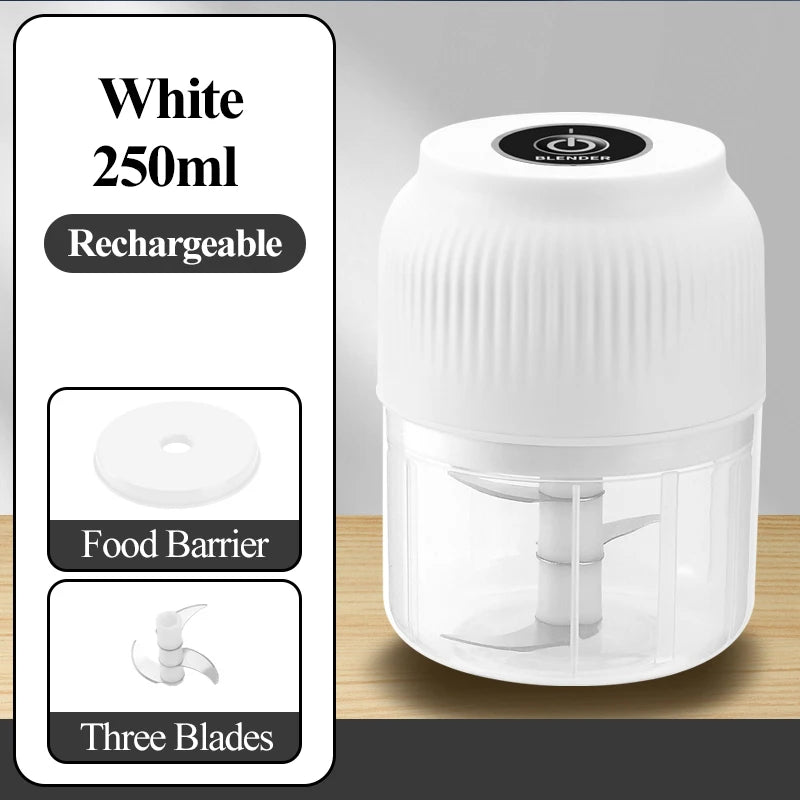 Mini Processador Elétrico Recarregável USB 250 ml